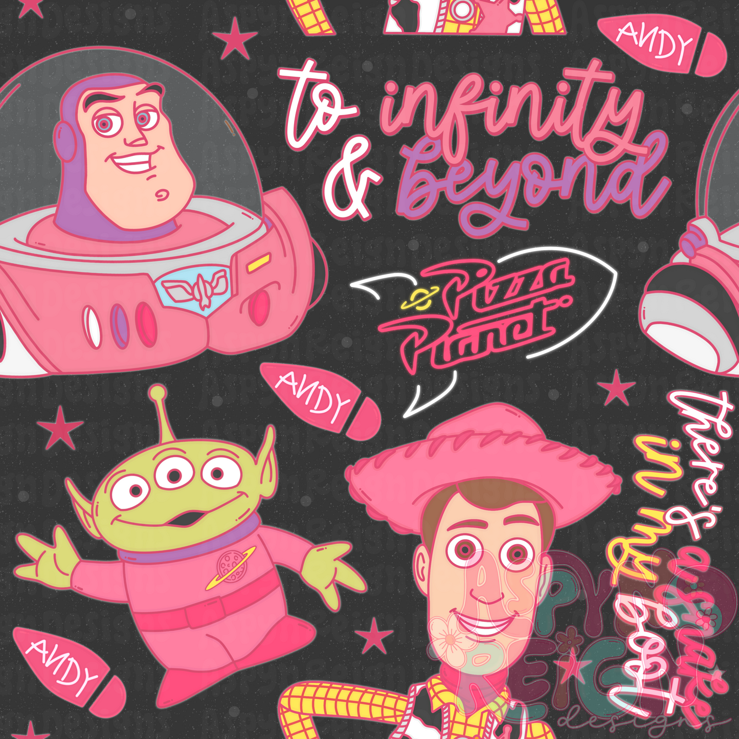 Girly Andy’s Toys | Black Background