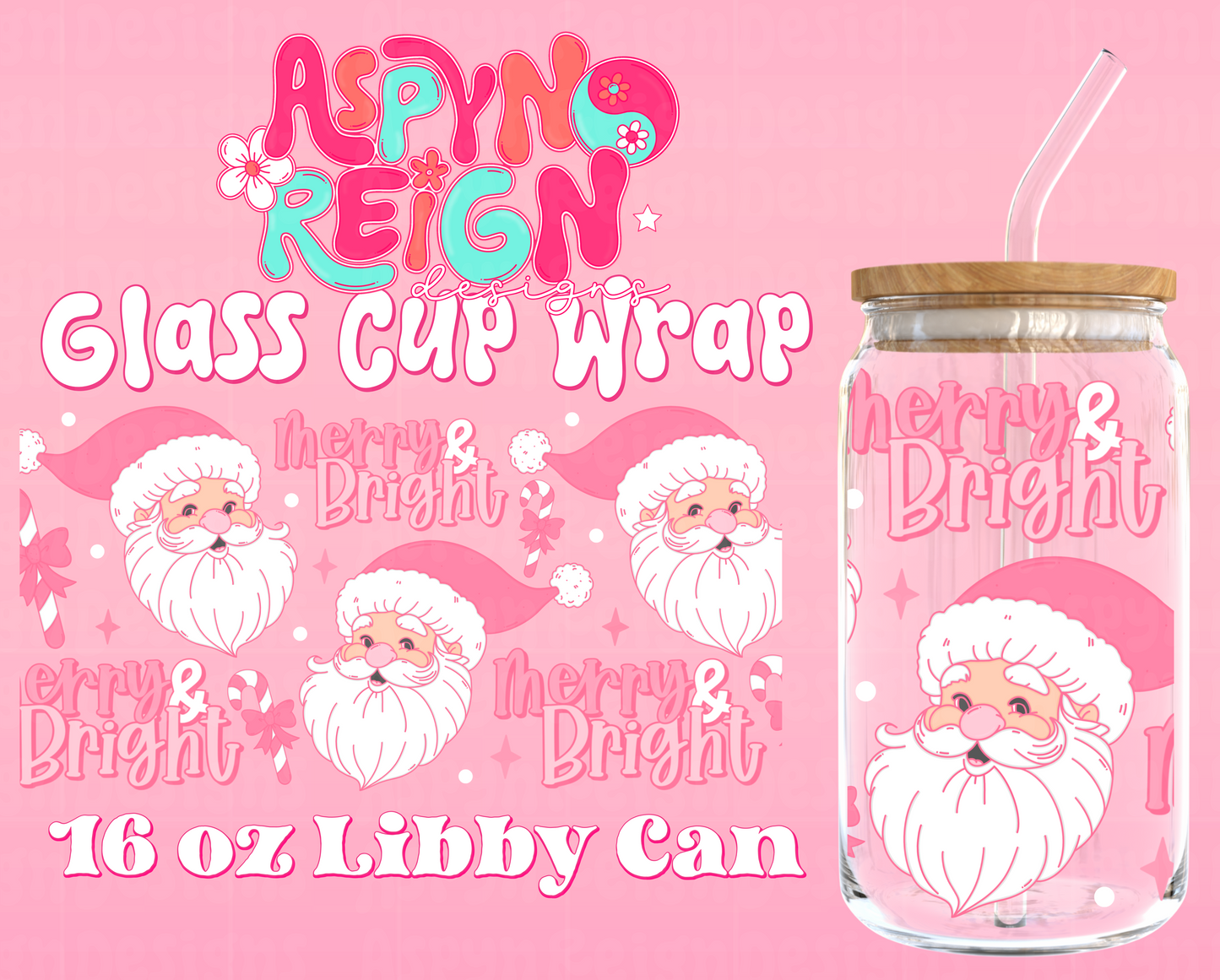 Merry & Bright | 16 oz Libbey Cup Wrap PNG