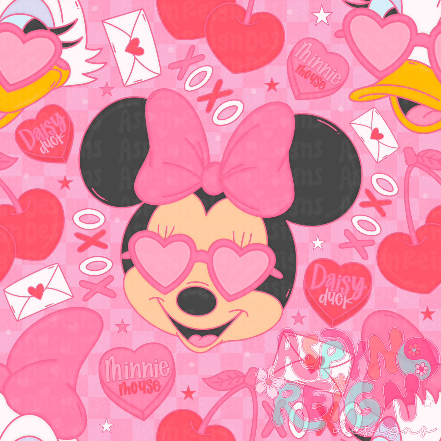 Mouse/Duck VDay | Checkered Background