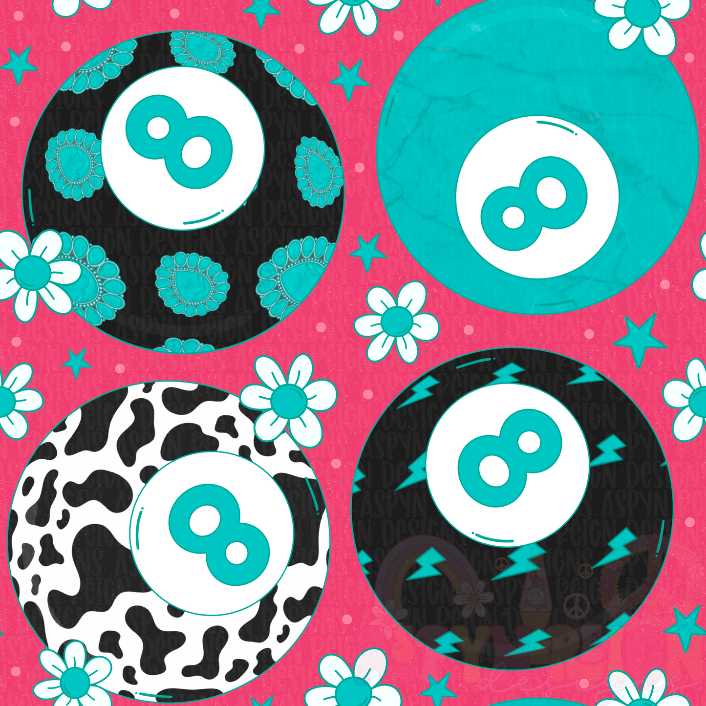 Western 8 Balls | Pink Background