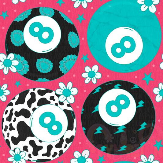 Western 8 Balls | Pink Background