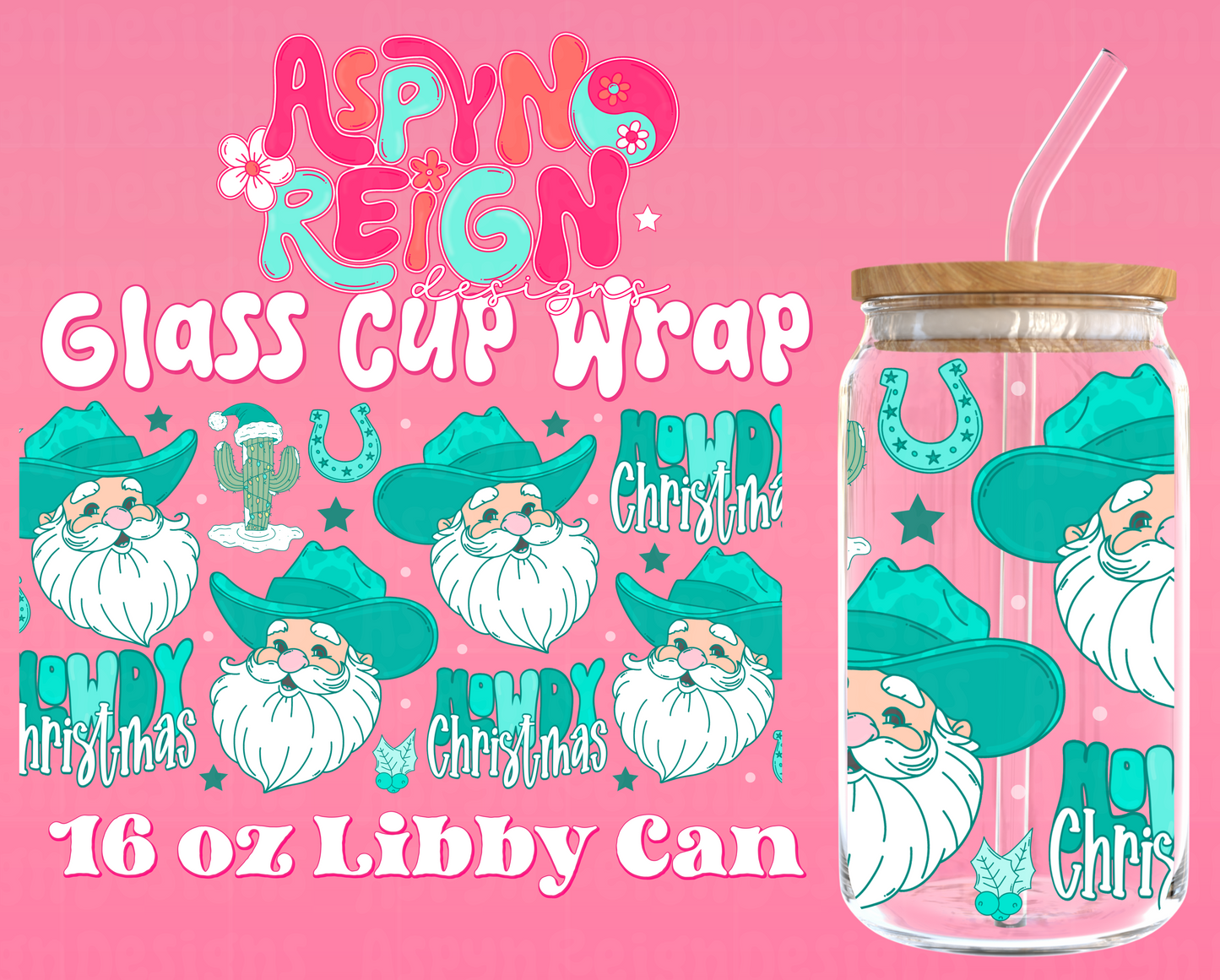 Howdy Christmas | 16 oz Libbey Cup Wrap PNG