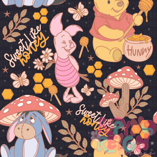 Cottagecore Pooh | Dark Background