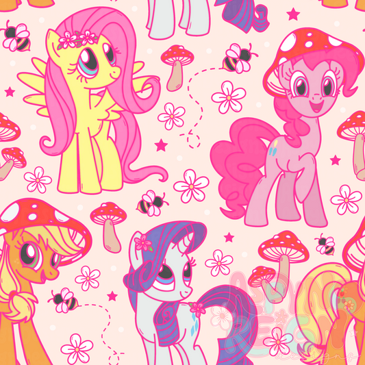 Cottagecore Ponies | Beige Background