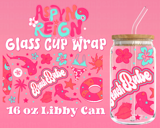 Beach Babe | 16 oz Libbey Cup Wrap PNG
