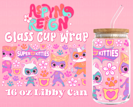 Super Kitties | 16 oz Libbey Cup Wrap PNG
