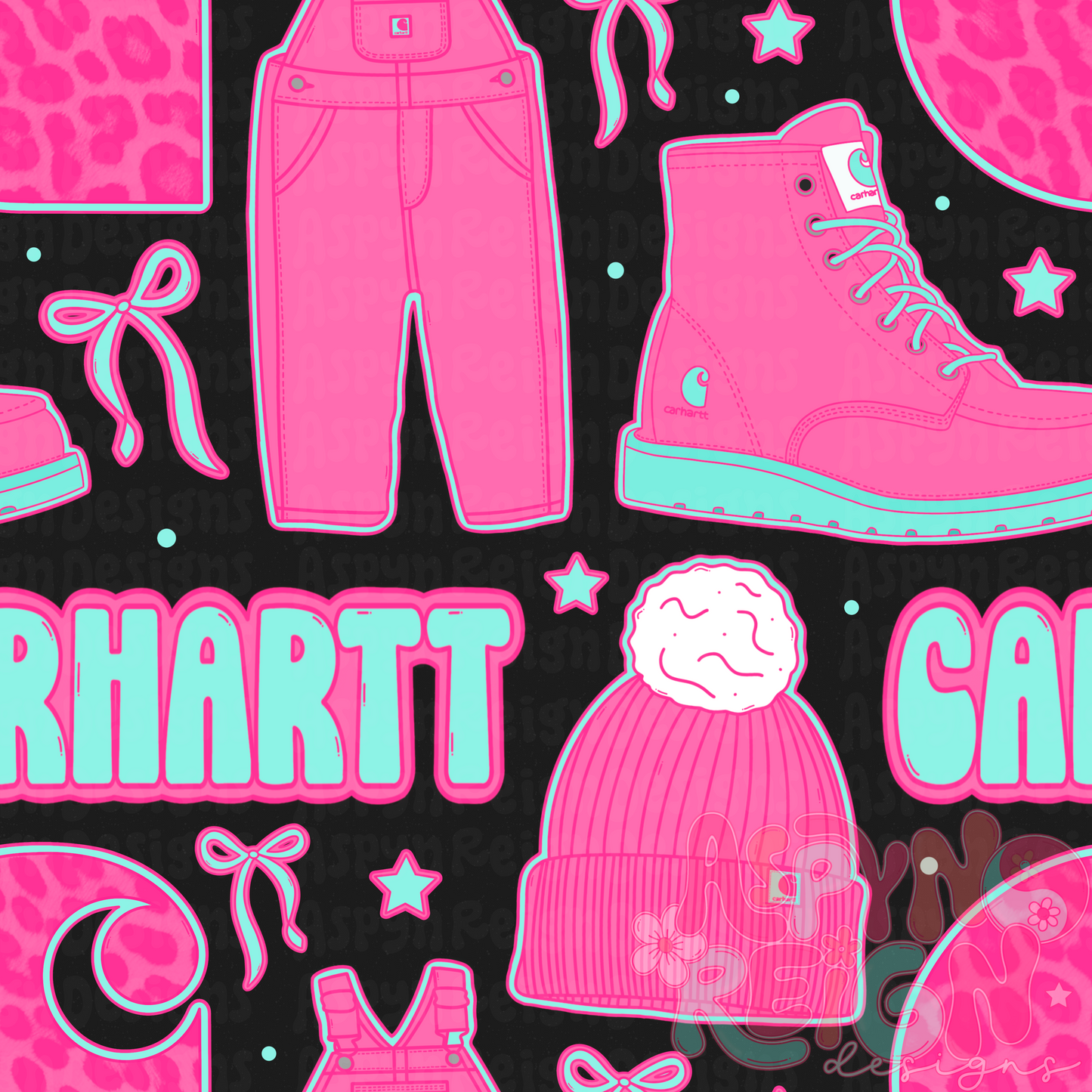 Pink & Blue CH | Black Background