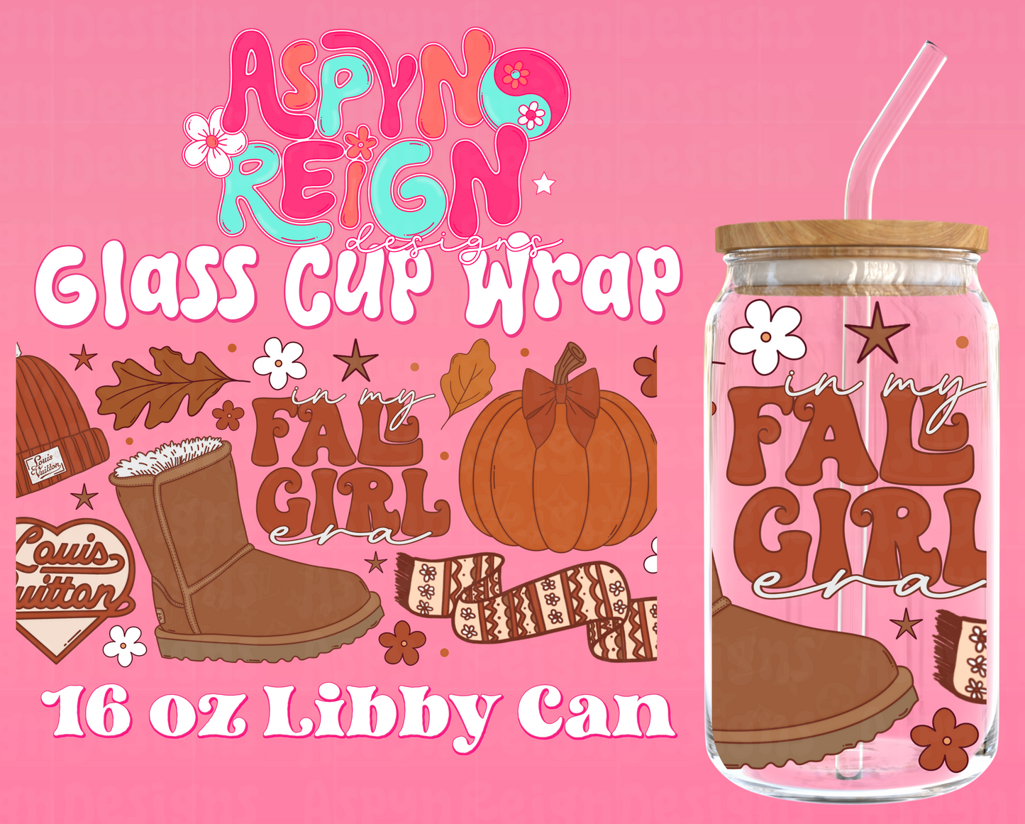 Boujee Fall Girl | 16 oz Libbey Cup Wrap PNG