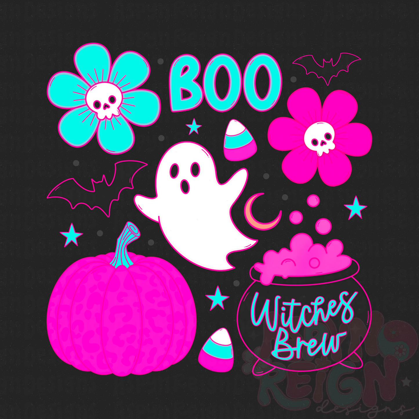 Blue & Pink Cutesy Halloween | PNG