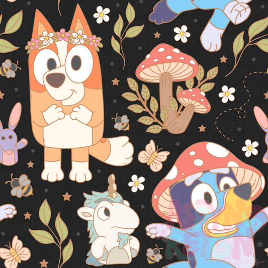 Cottagecore Heelers | Black Background