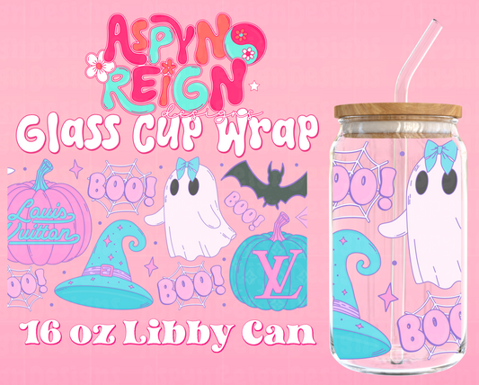 Boujee Ghost & Pumpkins | 16 oz Libbey Cup Wrap PNG