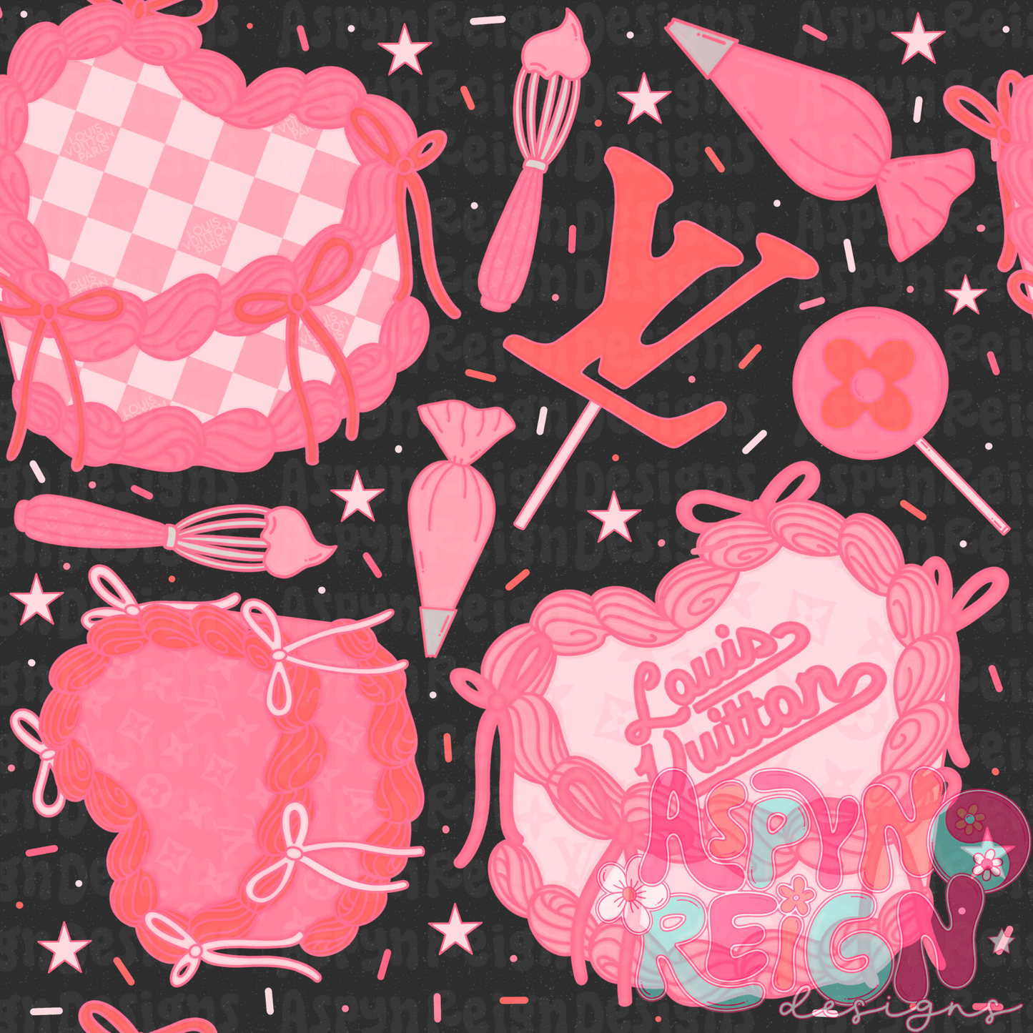 Boujee Vday Cakes | Black Background