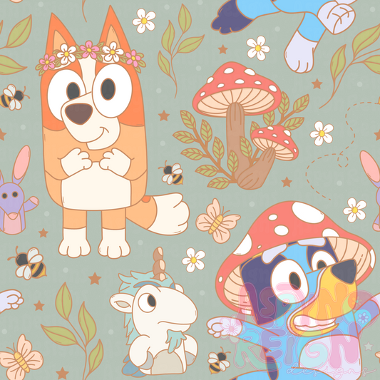 Cottagecore Heelers | Green Background