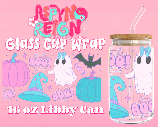 Ghost & Pumpkins | 16 oz Libbey Cup Wrap PNG