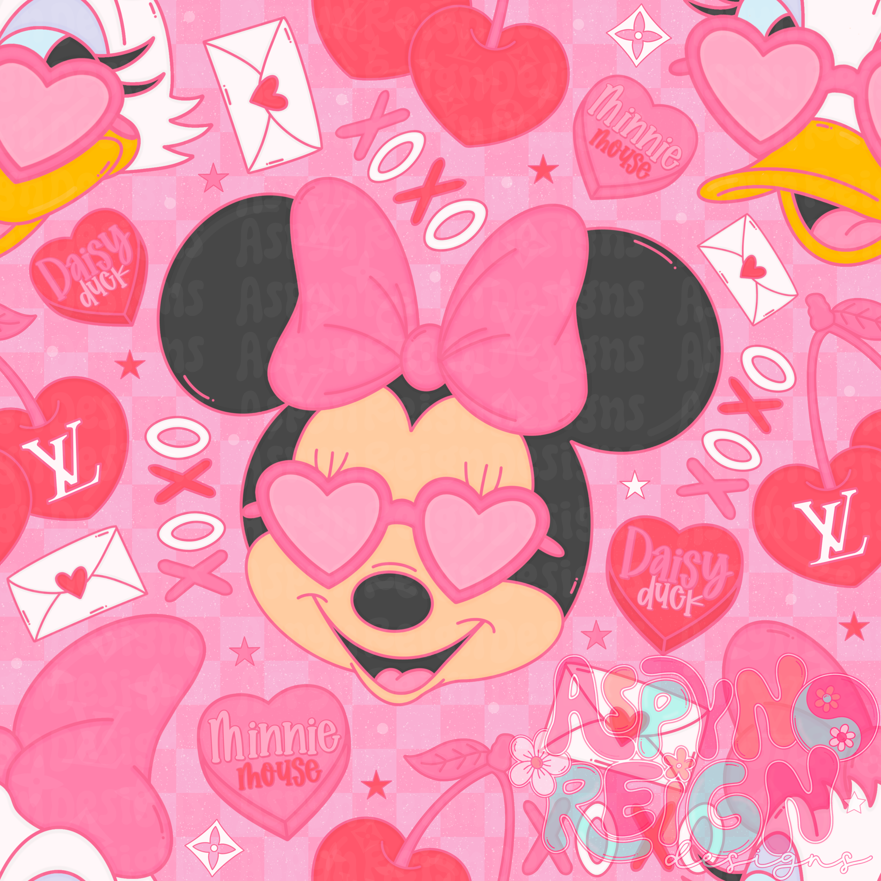 Boujee Mouse/Duck VDay | Checkered Background – Aspyn Reign Designs