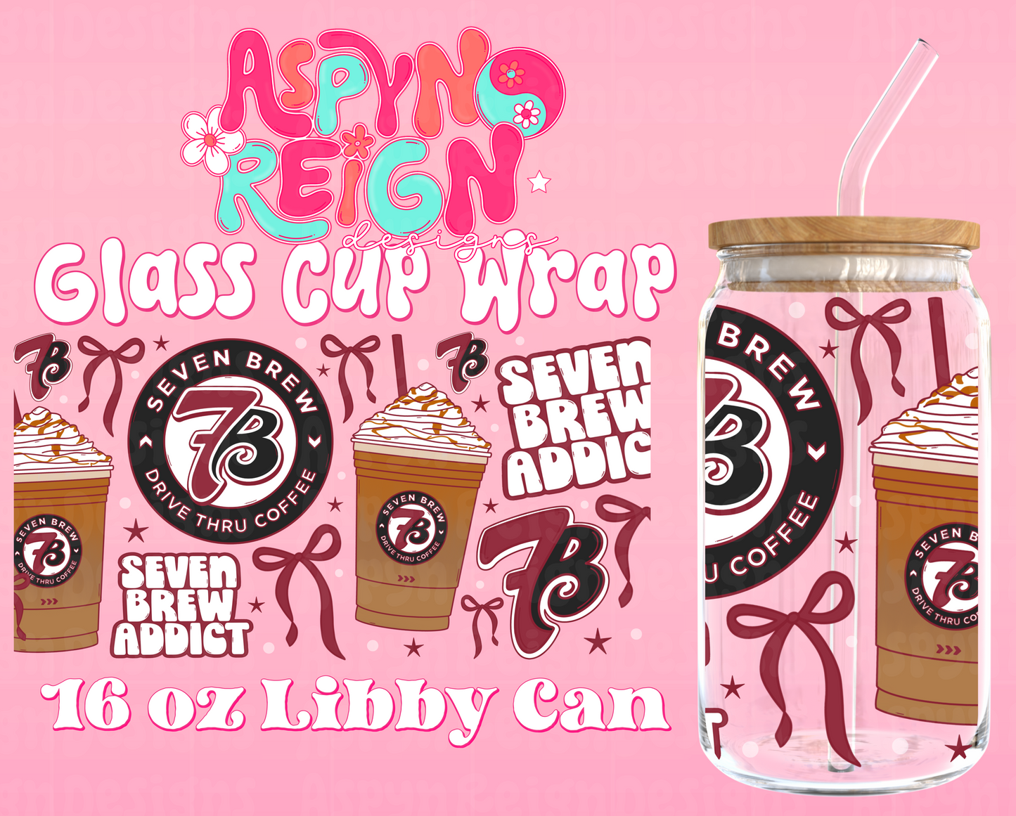 7B Coffee | 16 oz Libbey Cup Wrap PNG