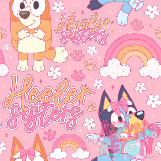 Heeler Sisters | Pink Background