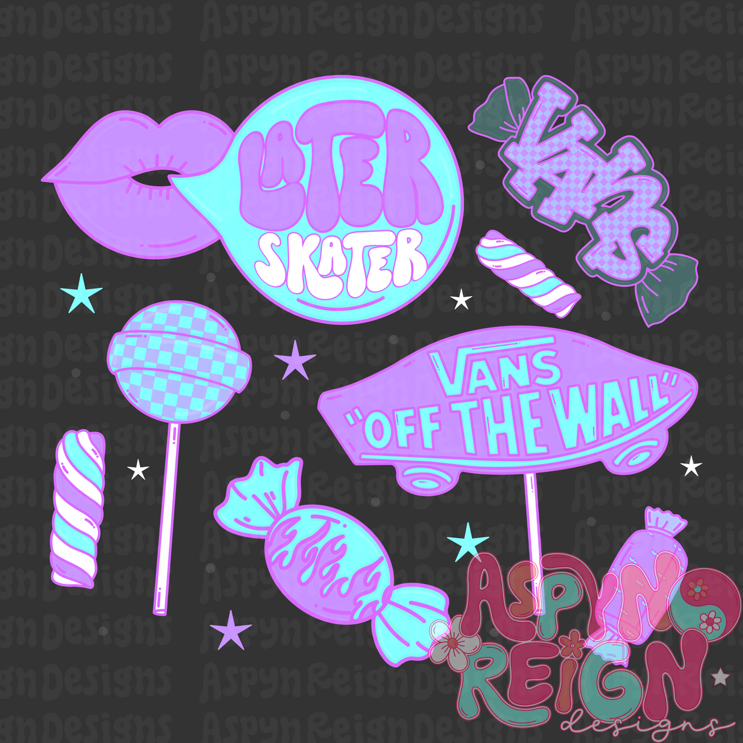Blue & Purple Skater Inspired Candies | PNG